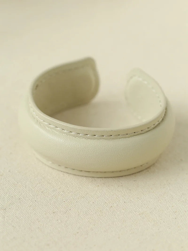 Elegant Minimalist Leather Wide Cuff Bracelet for Women