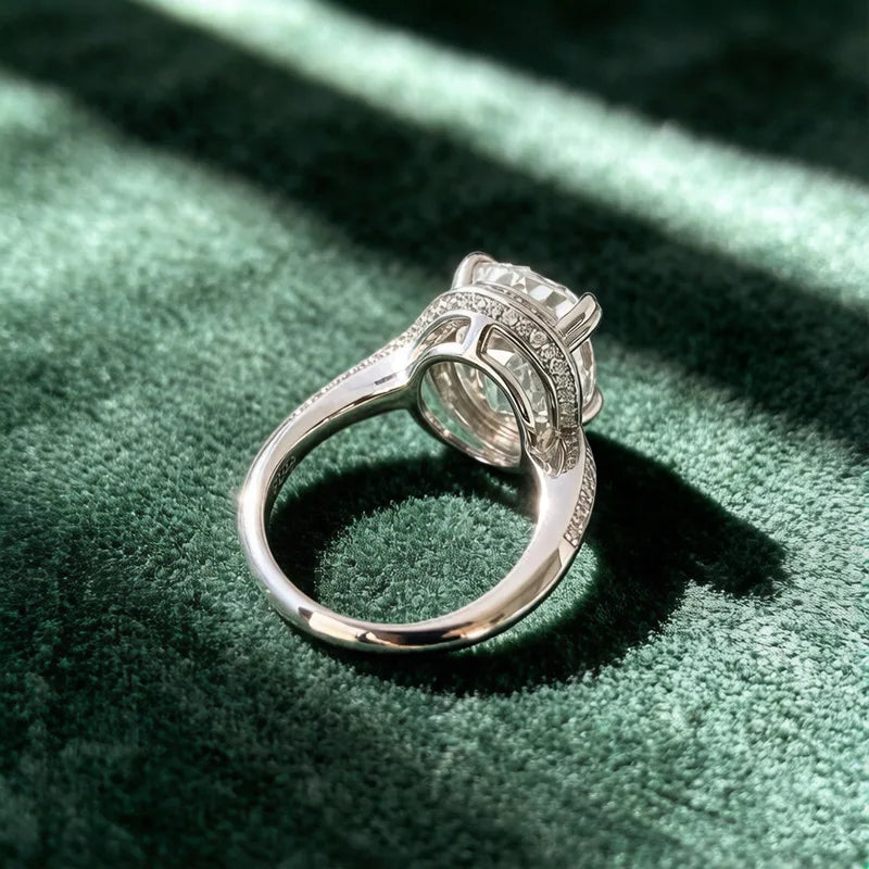 Old European Cut Moissanite Sterling Silver Ring for Women