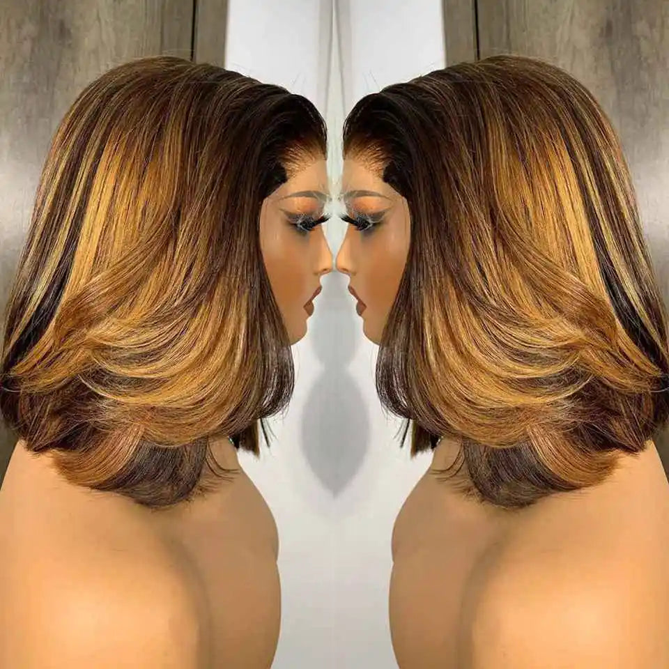 Glueless Pre-Plucked Brazilian Human Hair Lace Bob Wig for Women