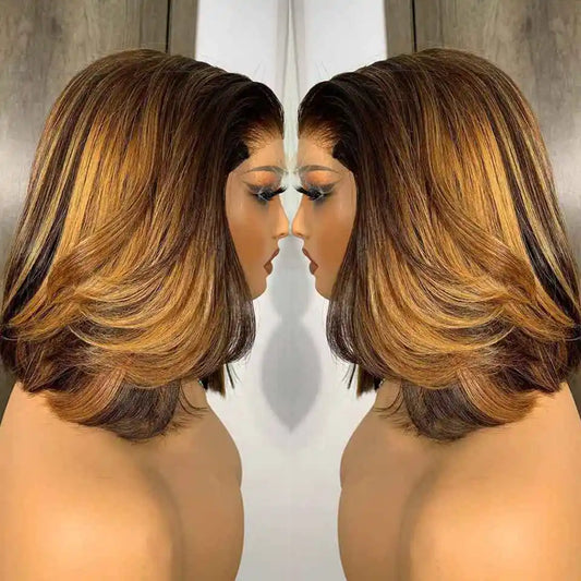 Glueless Pre-Plucked Brazilian Human Hair Lace Bob Wig for Women