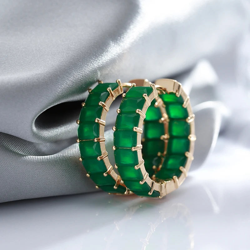Emerald Cut Zircon Hoop Earrings