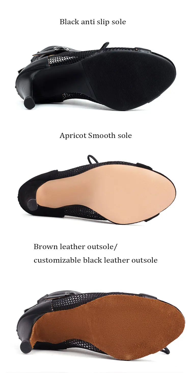 Lace Up High Heel Ballroom Dance Ankle Boots for Women