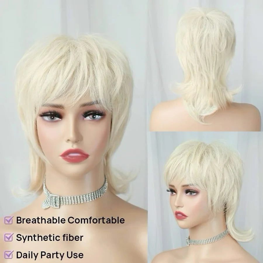 Wolf Cut Shaggy Layered Trendy Wig with Bangs for Women