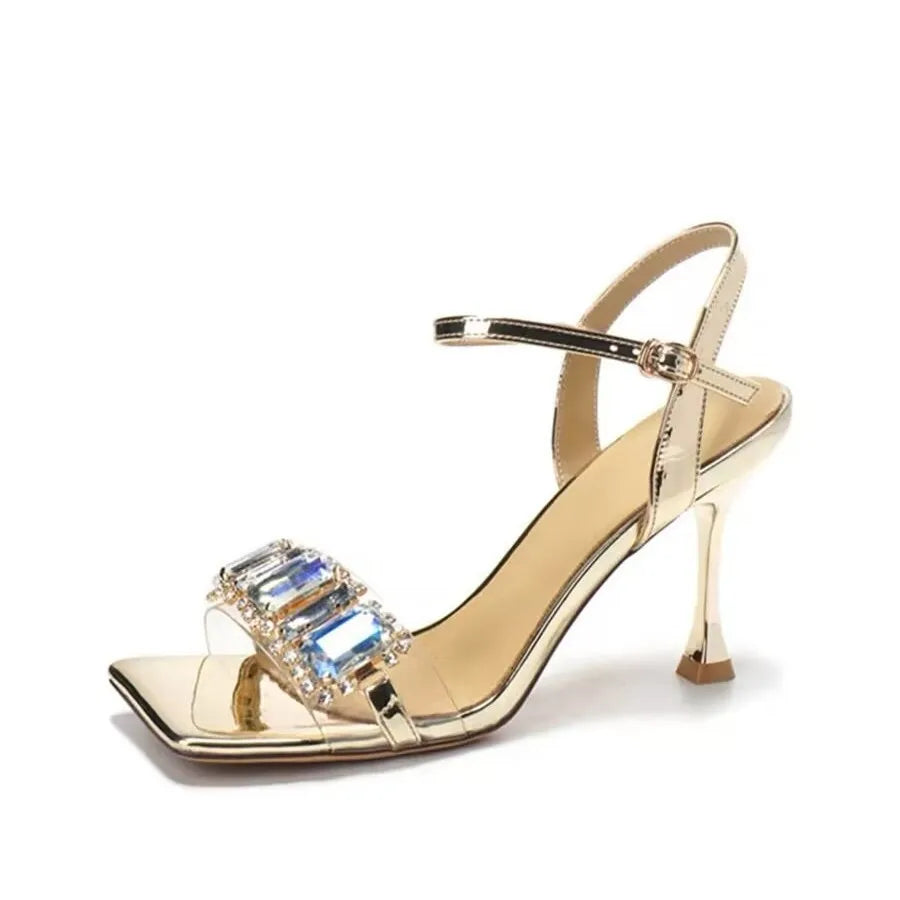 Silver Champagne Rhinestone Sandals