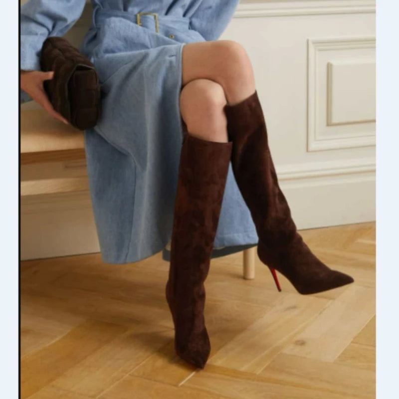 Leopard Print Knee High Boots With Zipper for Women