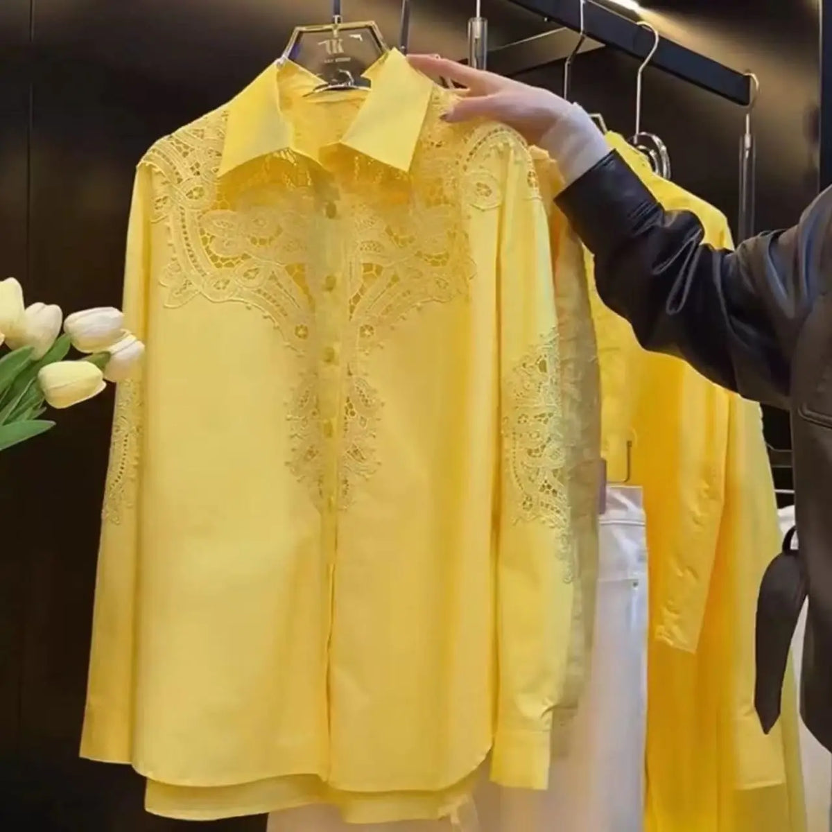 Cotton Sequined Lace Blouse