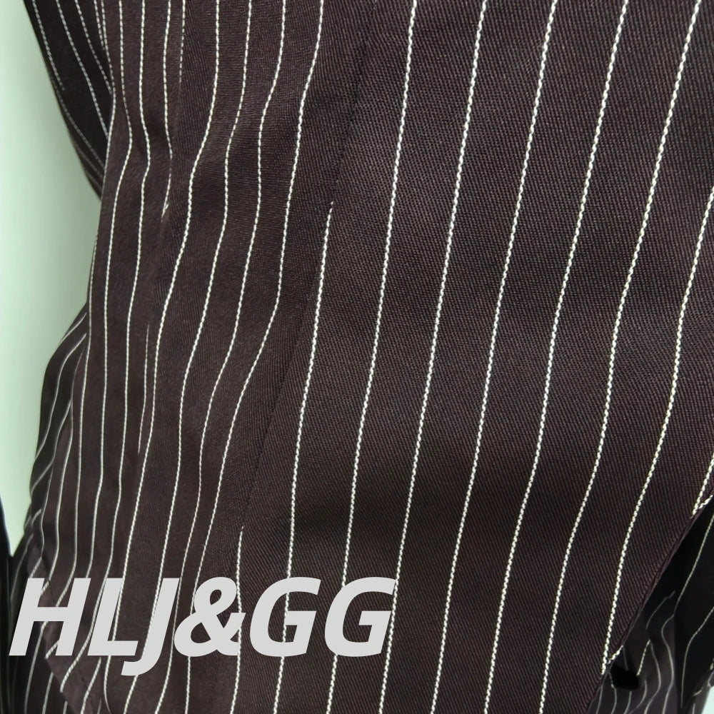 Vertical Striped Crop Shirt and Wide Leg Pants Outfit Set for Women