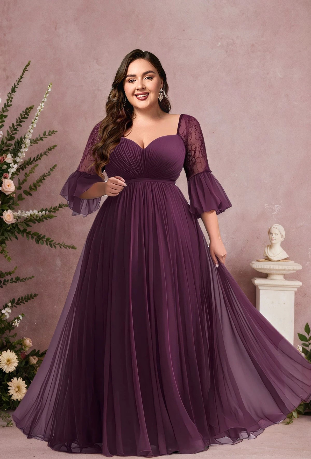 Crushed Diamond Lace Maxi Dress