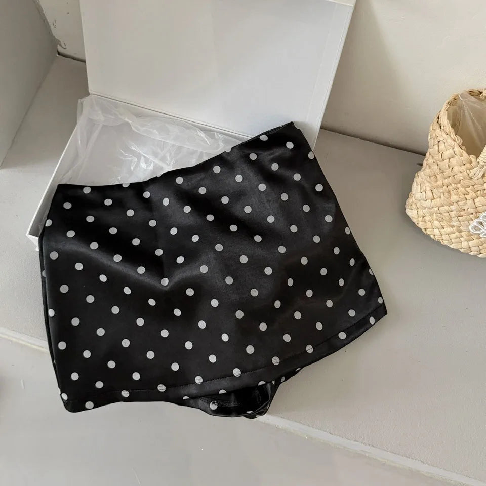 Vintage Polka Dot High Waisted Mini Skirt for Women