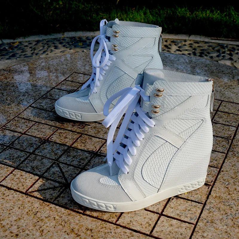 Casual Patchwork Buckle Strap Hollow Out Wedge Ankle Boots for Women