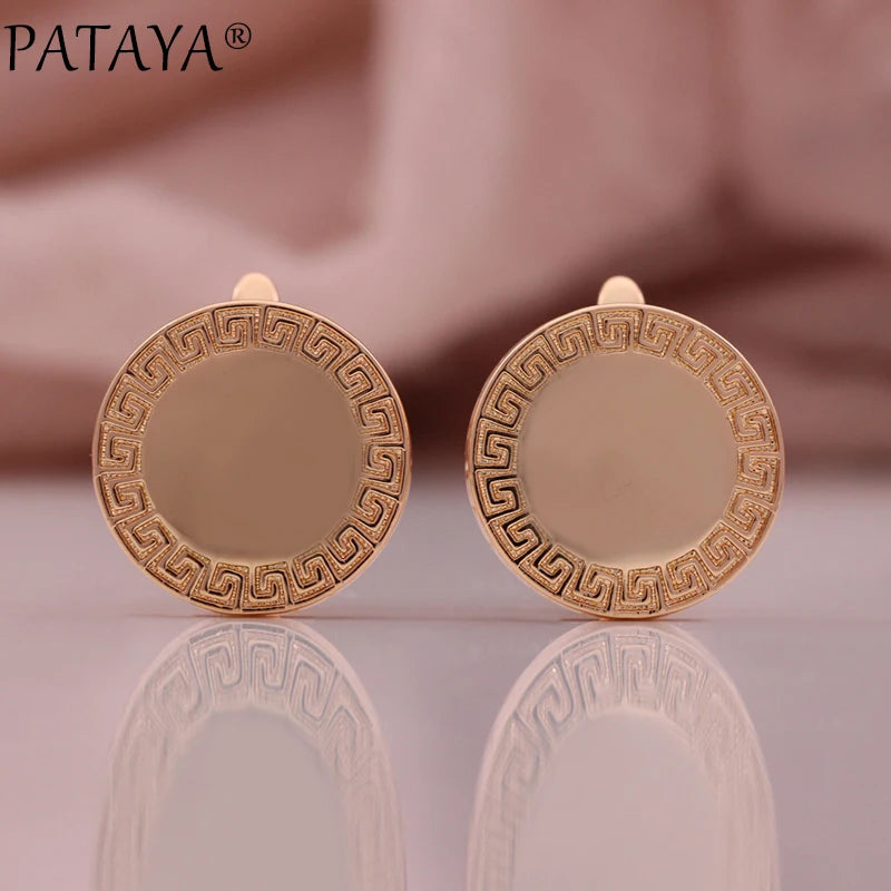 Long Rose Gold Geometric Stud Earrings