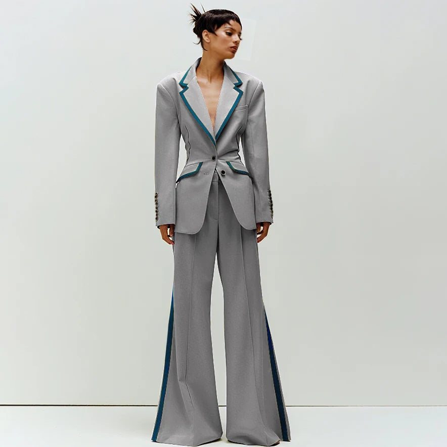 Tailored Notched Collar Two Piece Suit Set For Women
