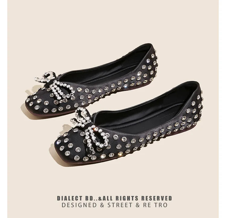 Elegant Rhinestone Bowknot Mary Jane Shoes For Women