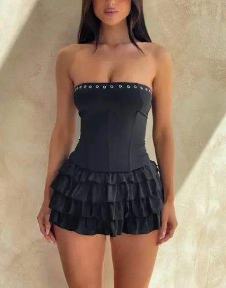 Turn Heads in Our Strapless Cake Dress - Available in White or Black, Sizes S to XL!