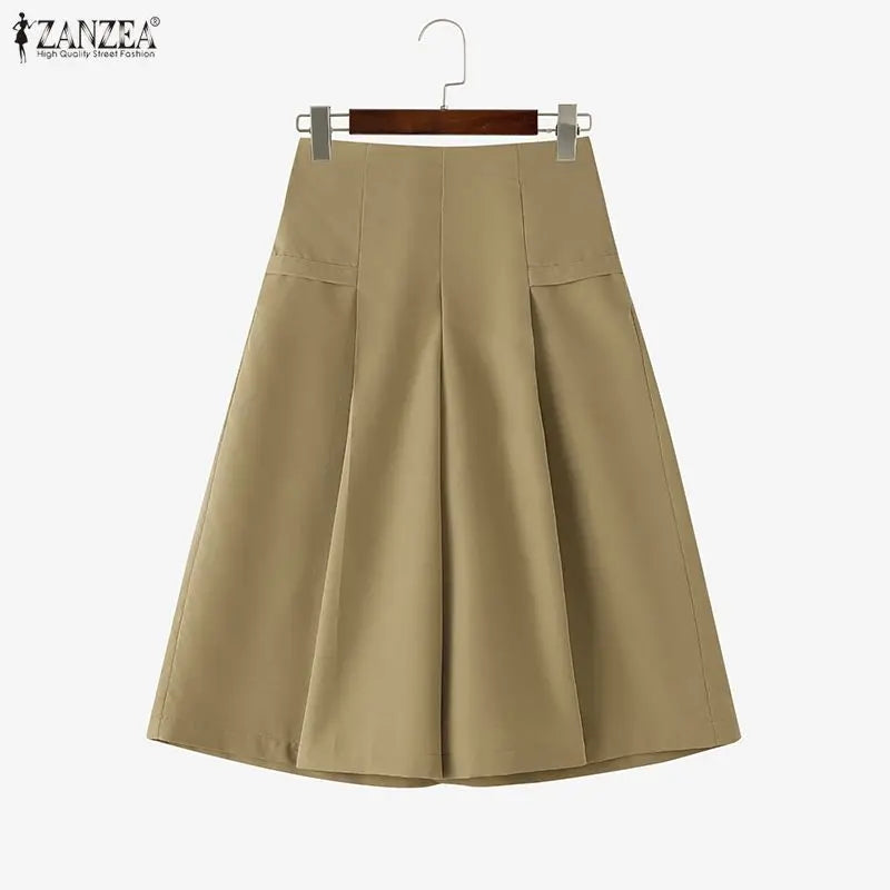 Casual Wide Leg Cropped Trousers With Elastic Waist for Women