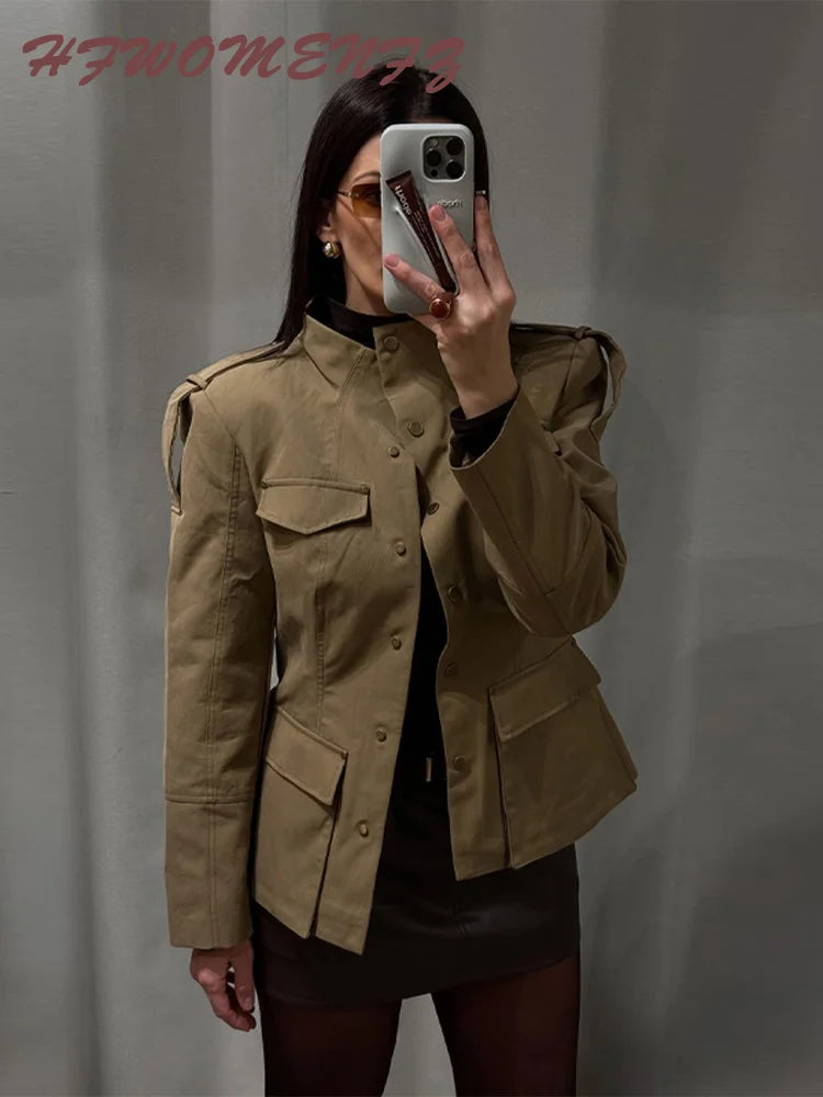 Lightweight Stand Collar Single Breasted Slim Coat for Women