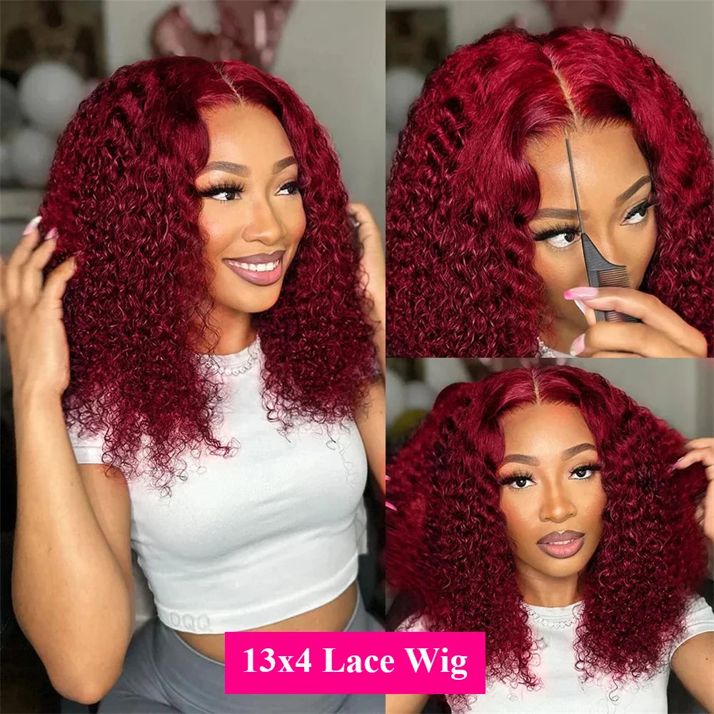 Deep Wave Lace Front Brazilian Human Hair Bob Wigs For Women
