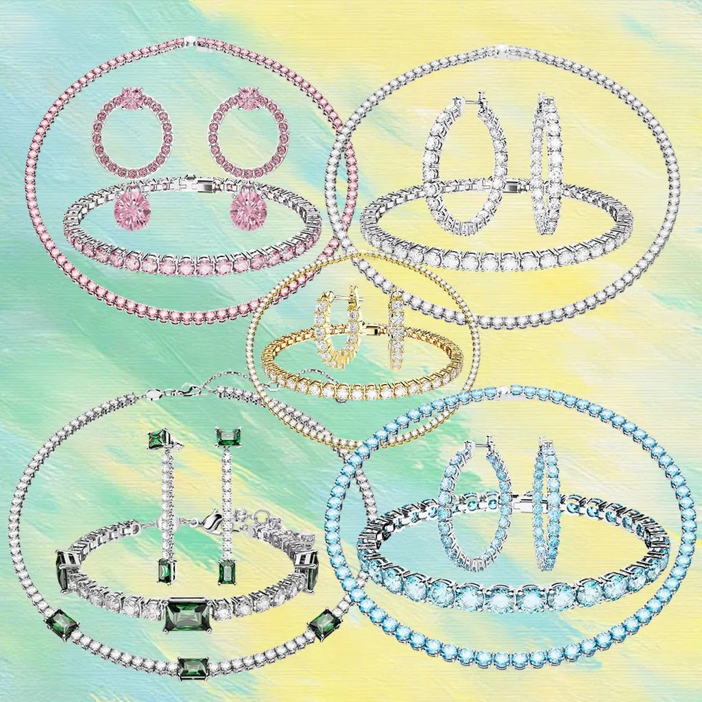 Gold Plated Sparkling Zirconia Jewelry Set for Women
