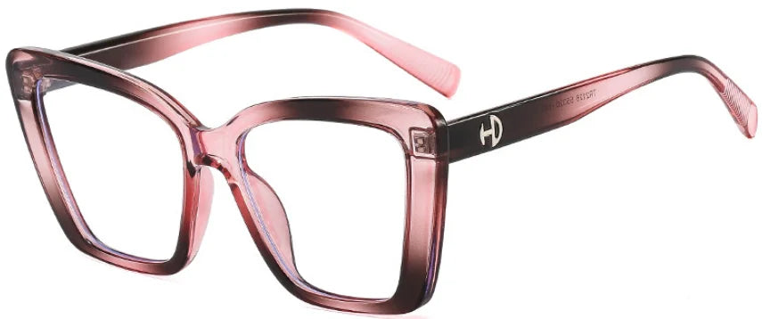 Vintage Black Floral Square Reading Glasses With Blue Light Filter for Women