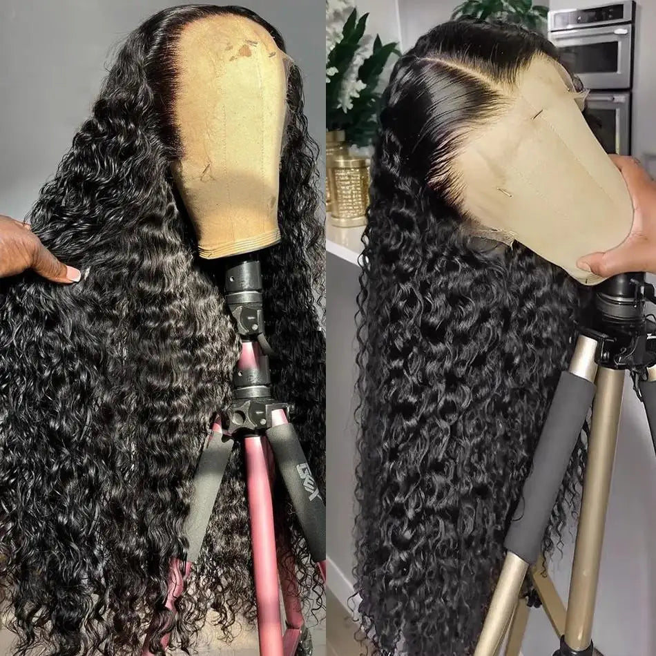 Natural Deep Wave Lace Frontal Human Hair Wig For Women