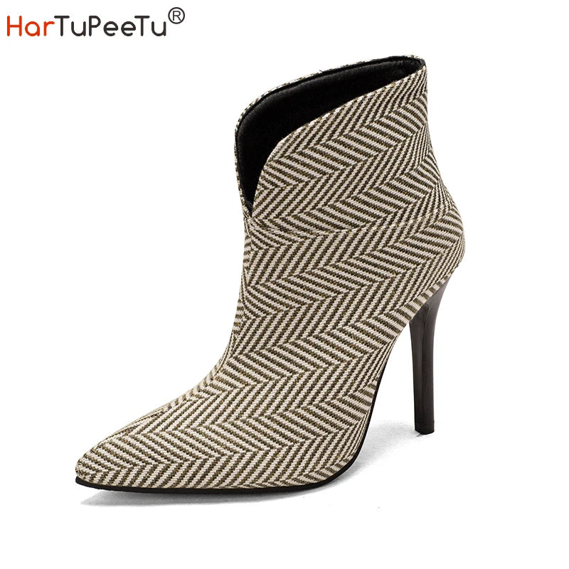 Pointed Toe High Heel Stiletto Ankle Boots for Women
