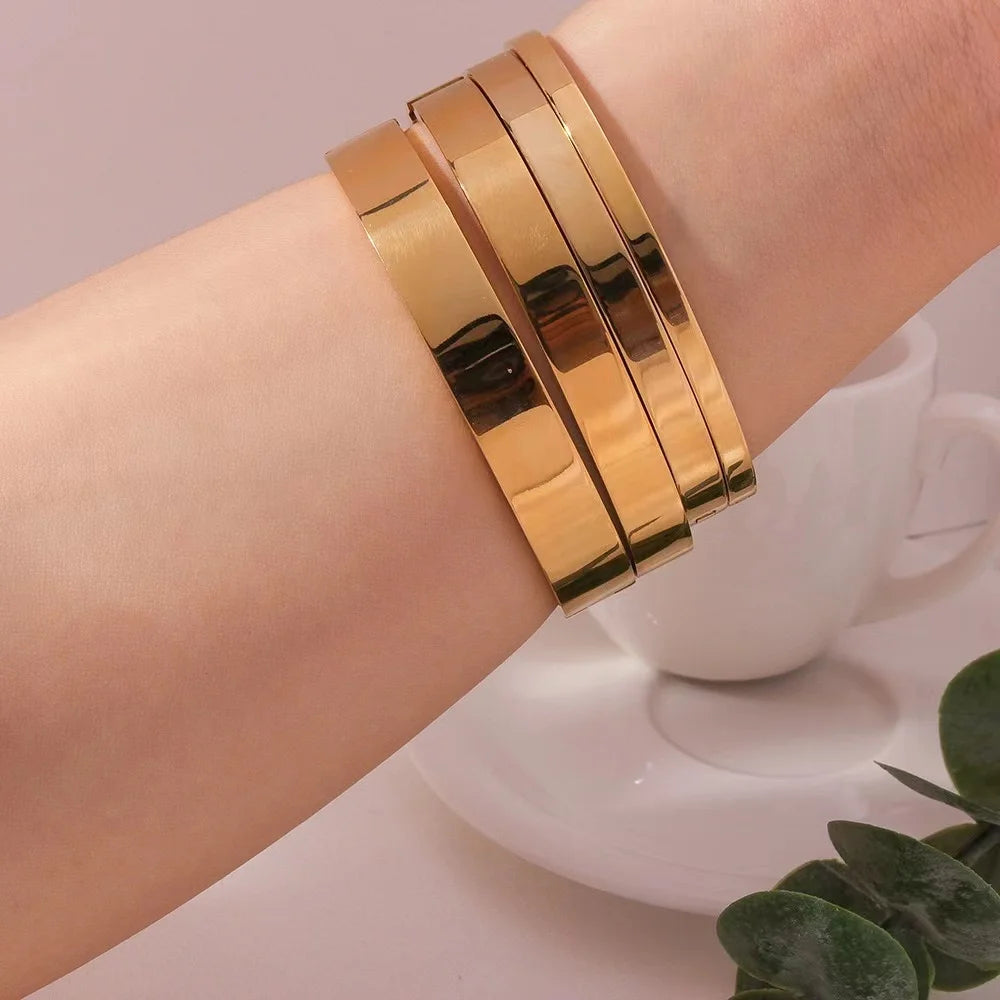 Waterproof Oval Stainless Steel Bangle Bracelet for Women