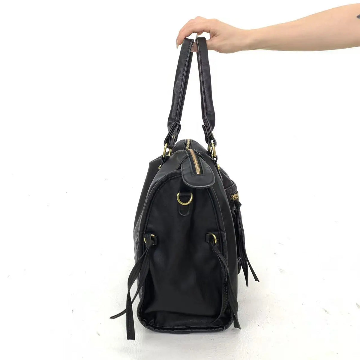 Retro Multi-Pocket Motorcycle Shoulder Bag for Women