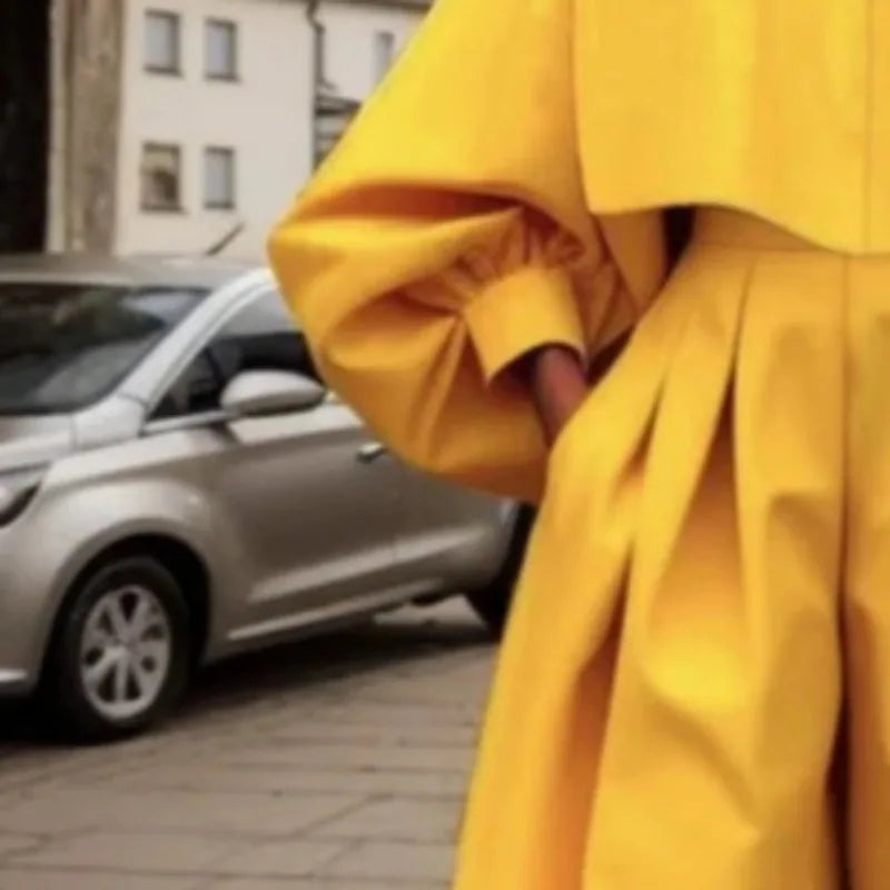 Beautyblue Elegant Women's Coats&Pants Yellow Pant Sets New Casual Buttoned Pleated Lapel Blazer Blouses Pockets Trousers Female