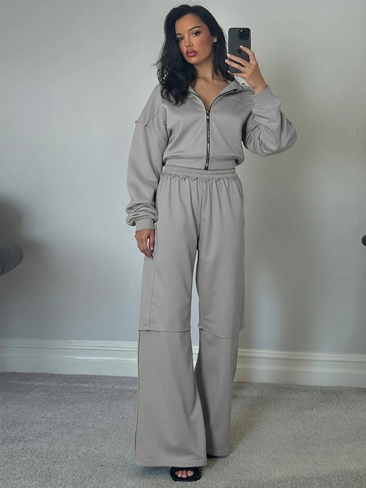 Cozy Woolen Hooded Pantsuit