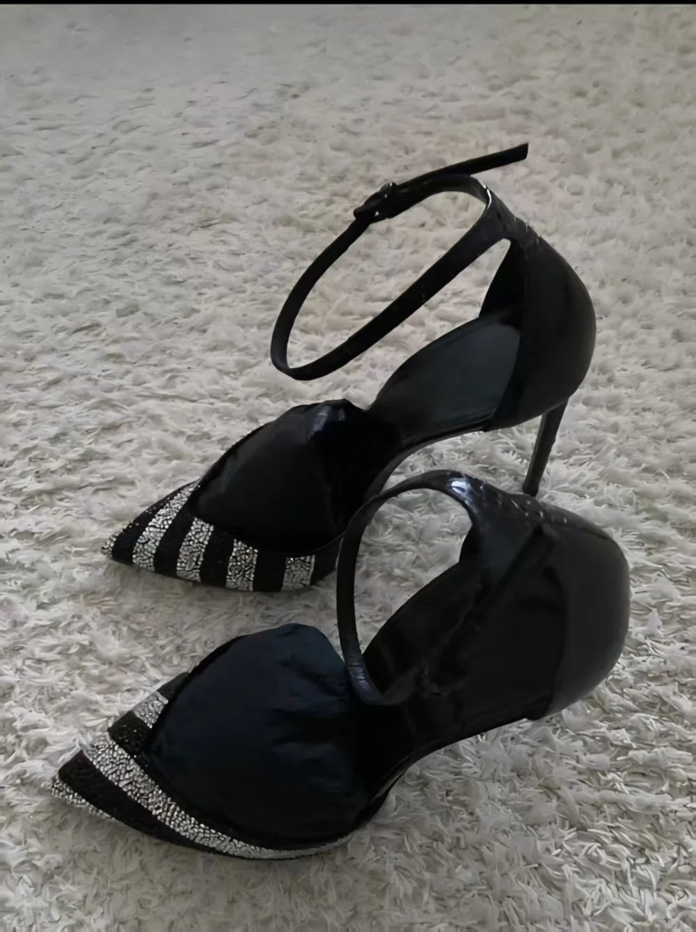 Crystal Embellished Rhinestone Pointed Toe Heeled Sandals for Women
