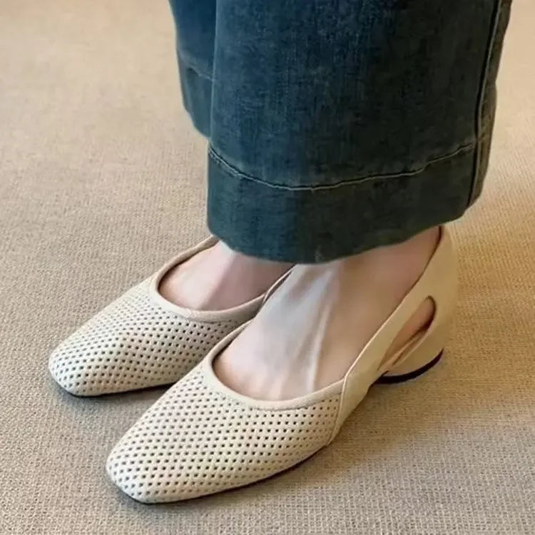 Soft Leather Square Toe Pumps