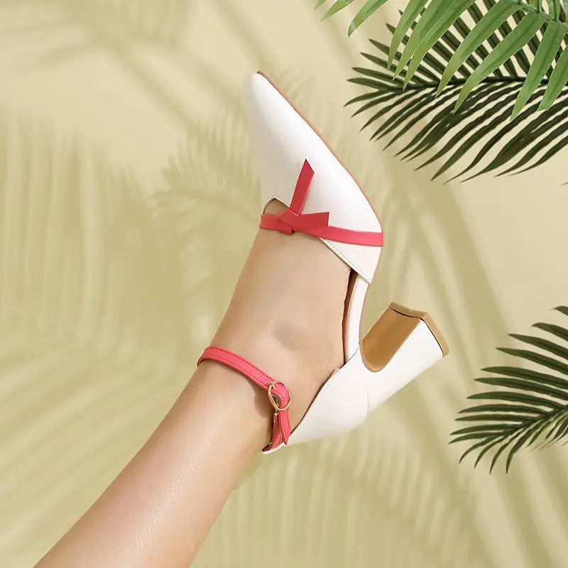 Pointed Toe Buckle Strap Bowknot Sandals for Women