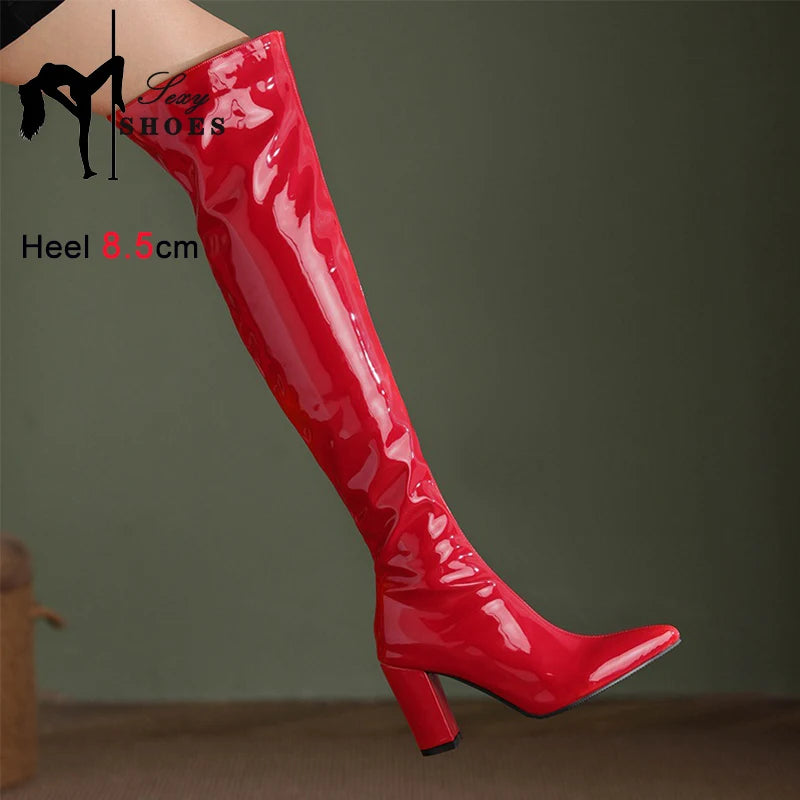 Sexy Over The Knee Boots Pointed Toe Zipper for Women