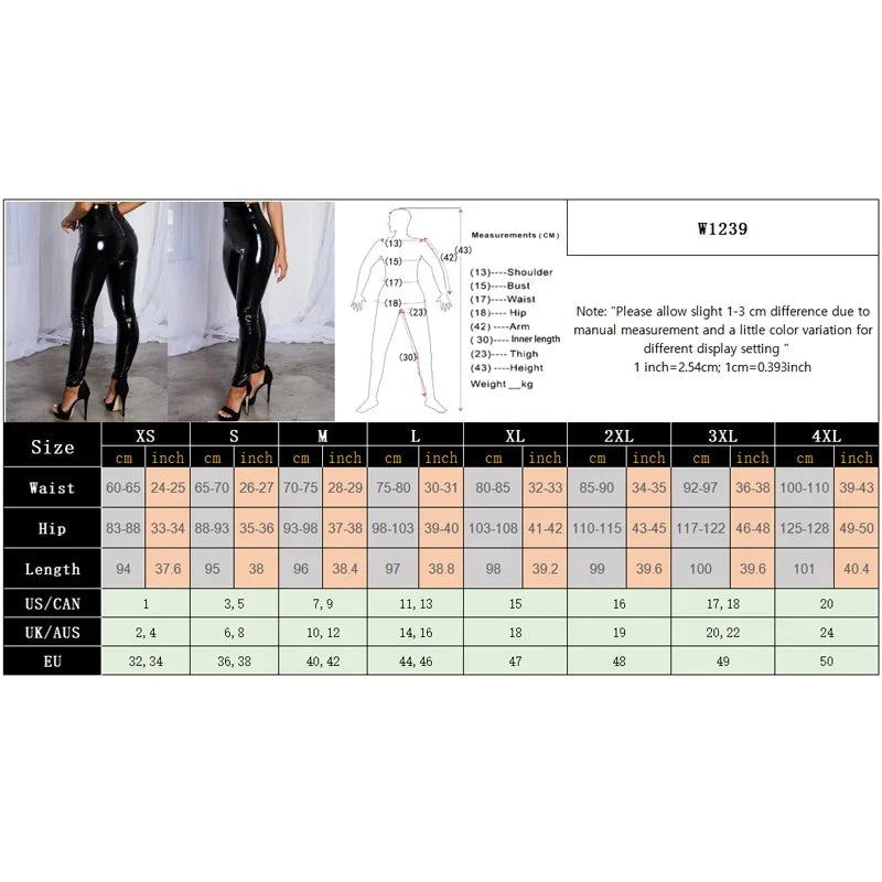 High Waist Shiny Leather Pants