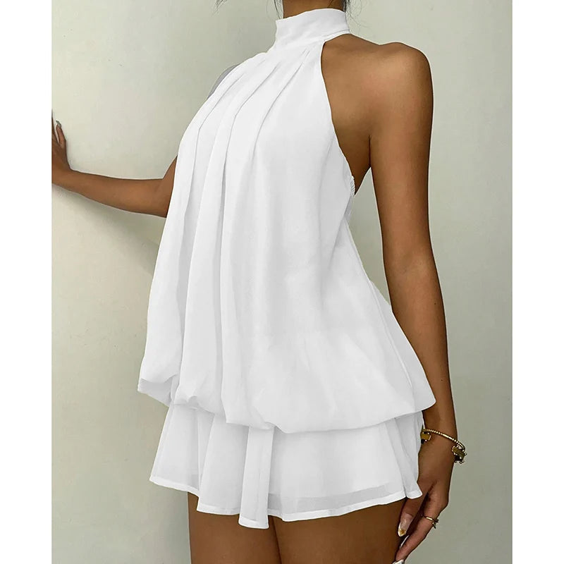 Chic Halter Neck Off Shoulder Backless Mini Dress For Women
