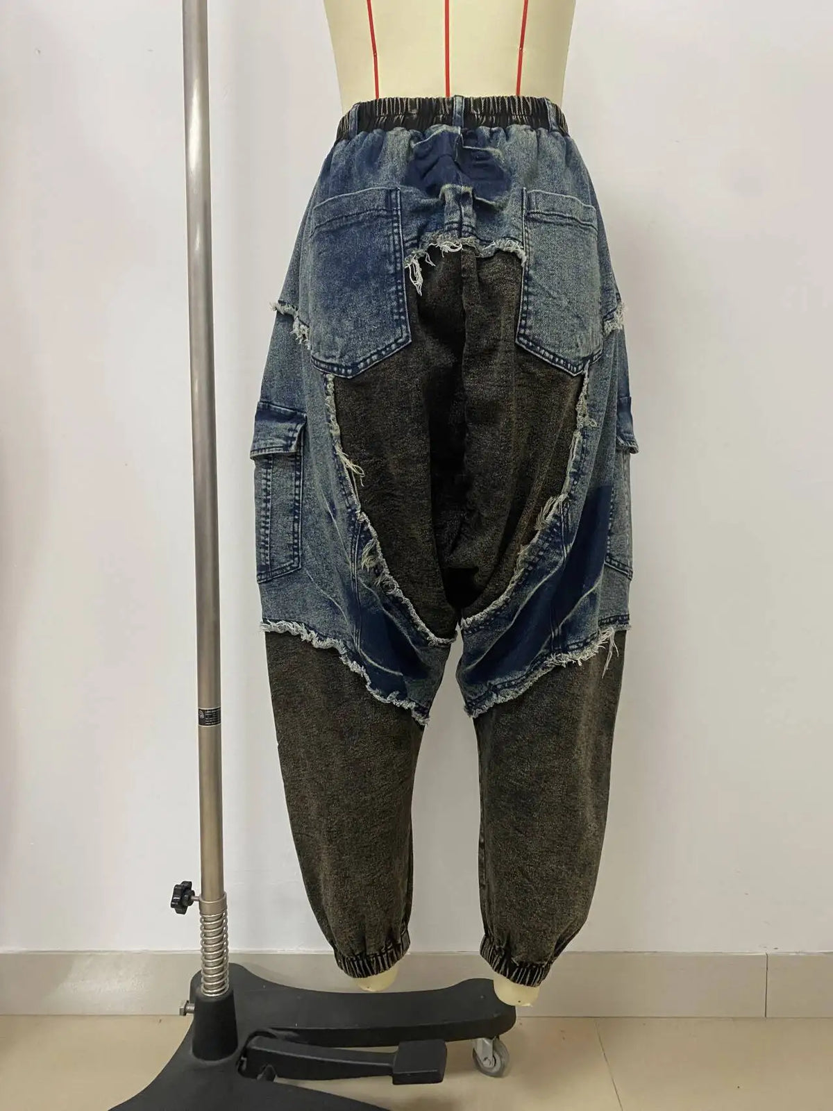 High Waist Patchwork Loose Fit Harem Jeans for Women