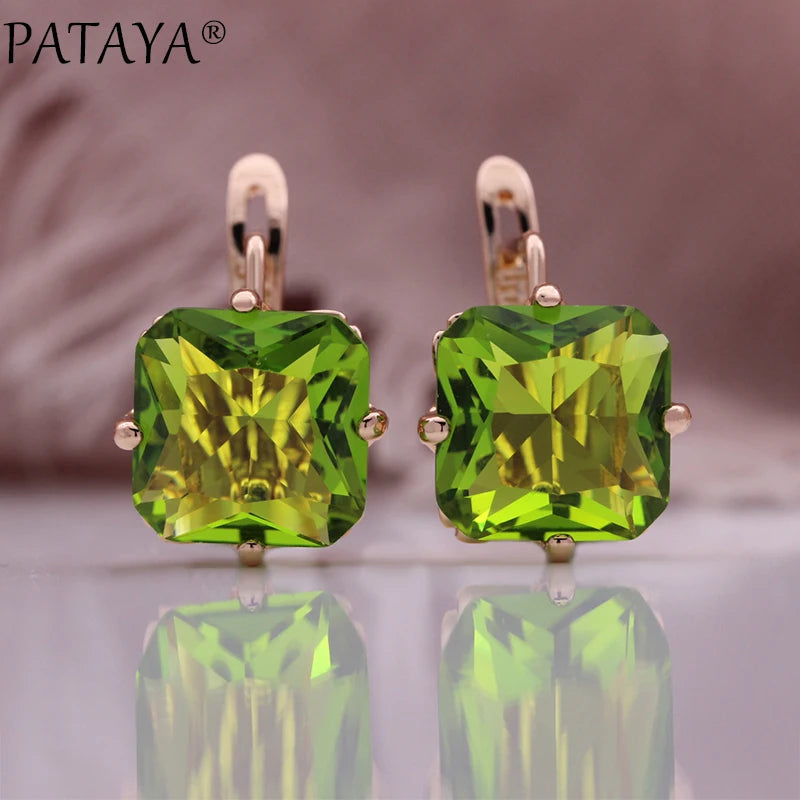 Rose Gold Square Zircon Drop Earrings