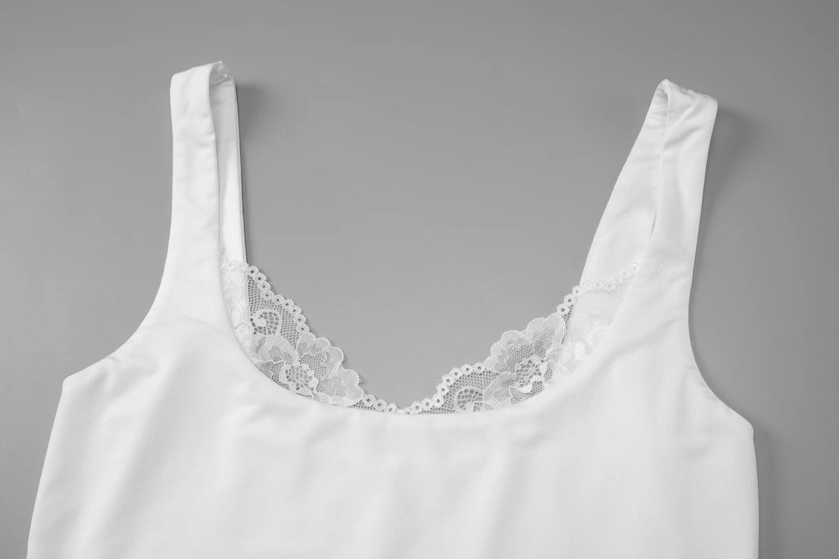 Square Collar Backless Lace Knit Tank Top for Women
