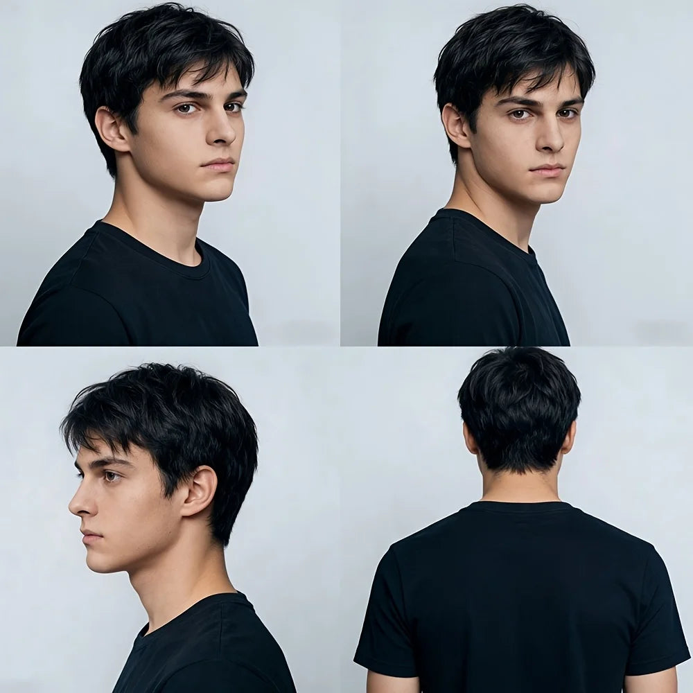 Short Black Pixie Wig With Bangs Made From Remy Straight Human Hair For Women