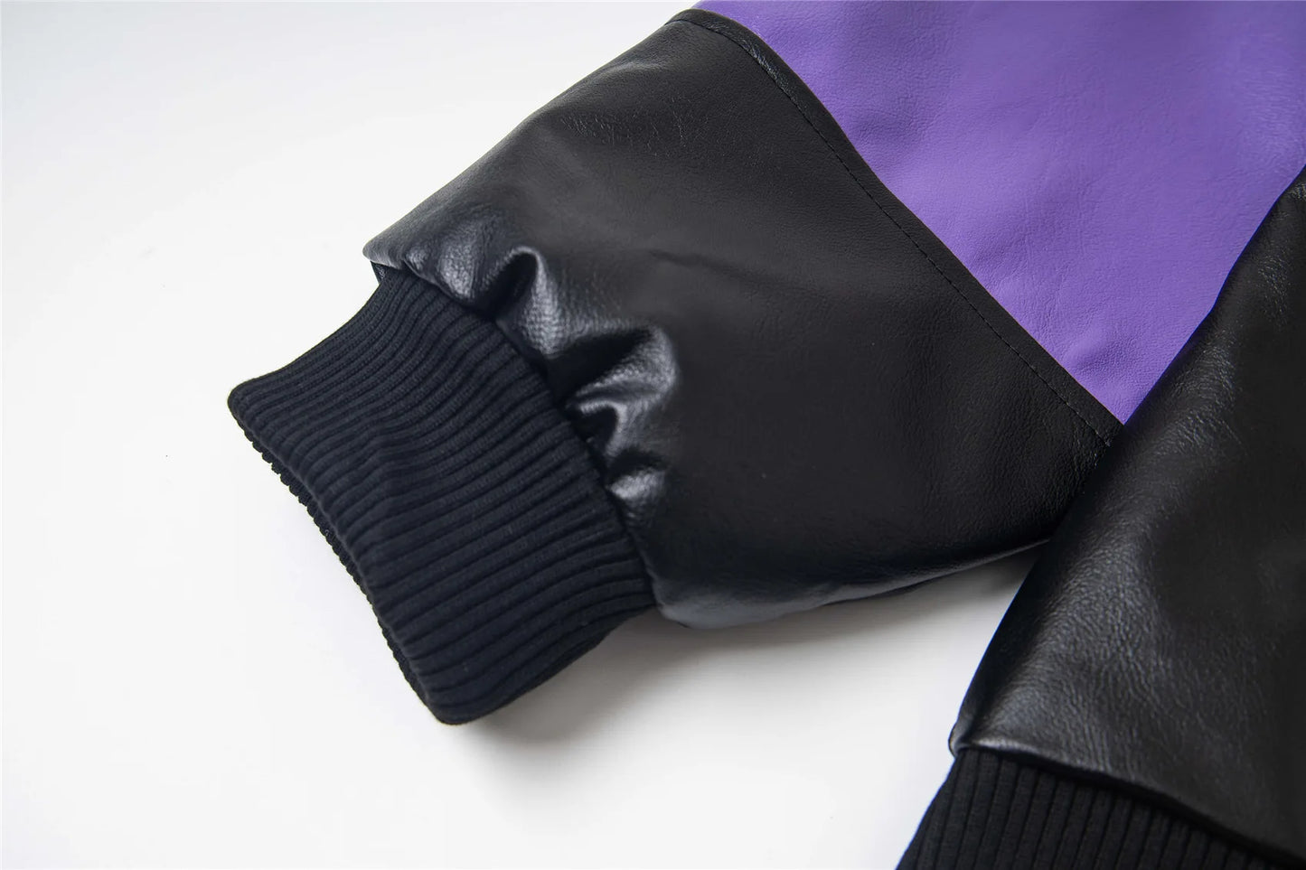 Trendy Cartoon Embroidery Color-Block Stand Collar Jacket Coat for Men and Women Autumn Winter Loose Casual Leather Jacket Coat