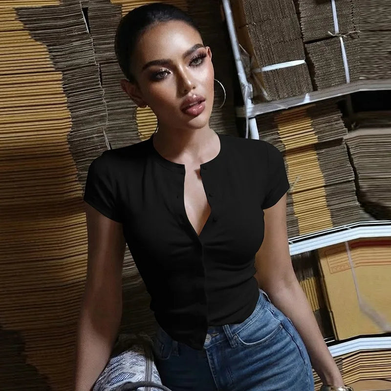 Slim Fit Crew Neck T-Shirt With Pleated Details For Women