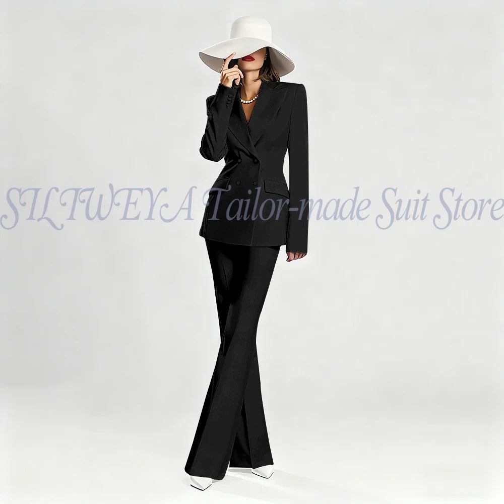Slim Fit Double Breasted Blazer Suit Set for Women