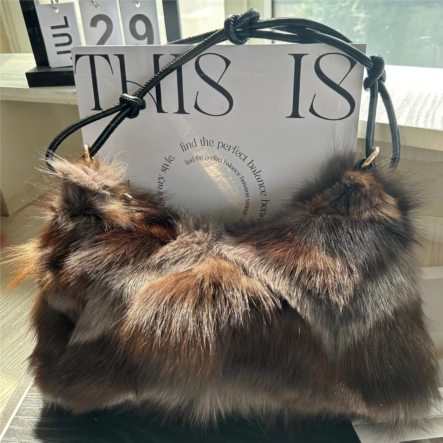 Elegant Luxurious Faux Fur Soft Shoulder Bag for Women