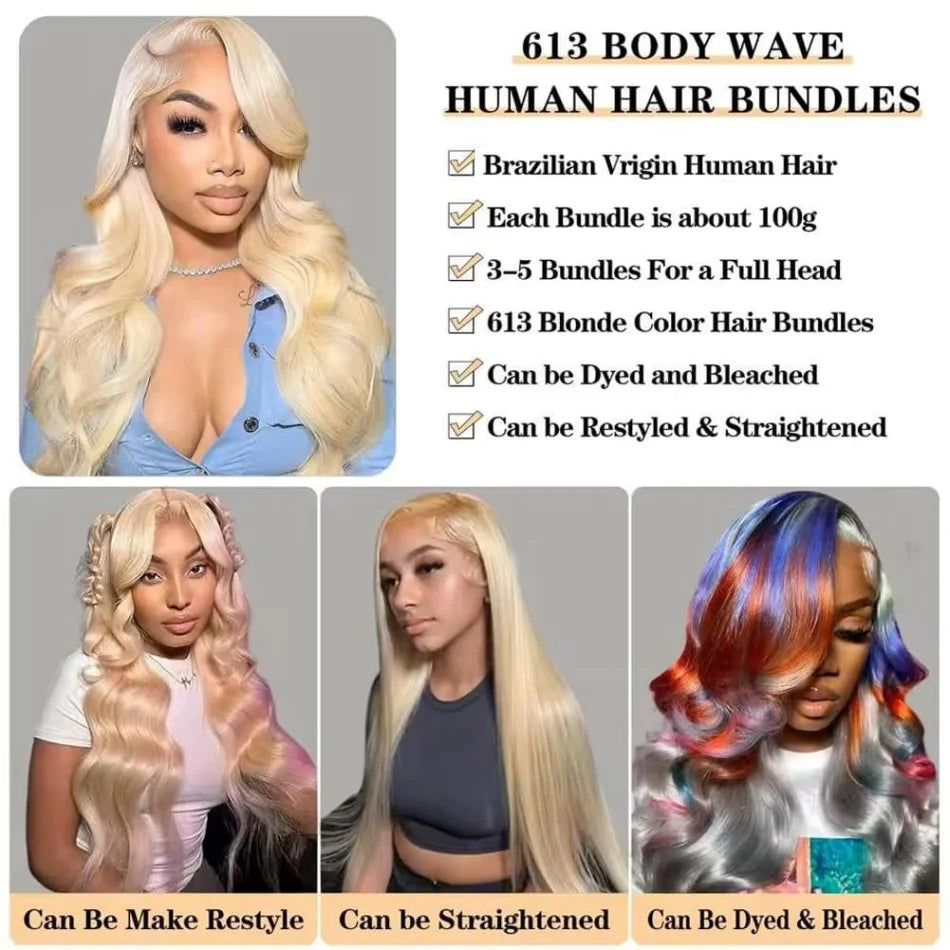 Honey Blonde Body Wave Human Hair Bundles for Women