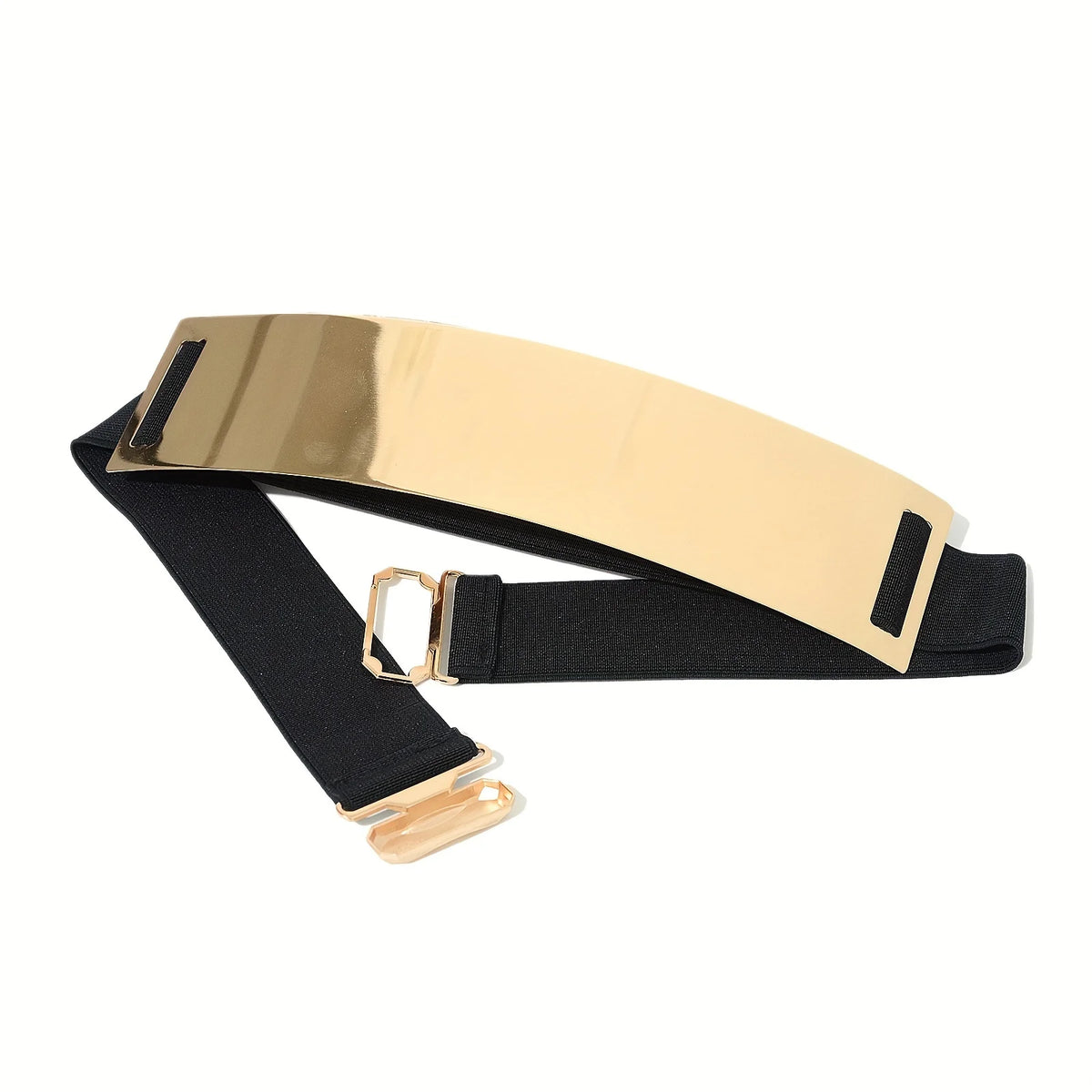 Punk Inspired Metallic Glossy Wide Waist Belt for Women