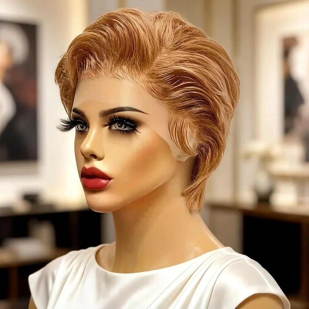 Body Wave 13x4 Lace Front Wig for Women Brazilian Human Hair Short Pixie Cut Wig Pre Plucked 180% Density