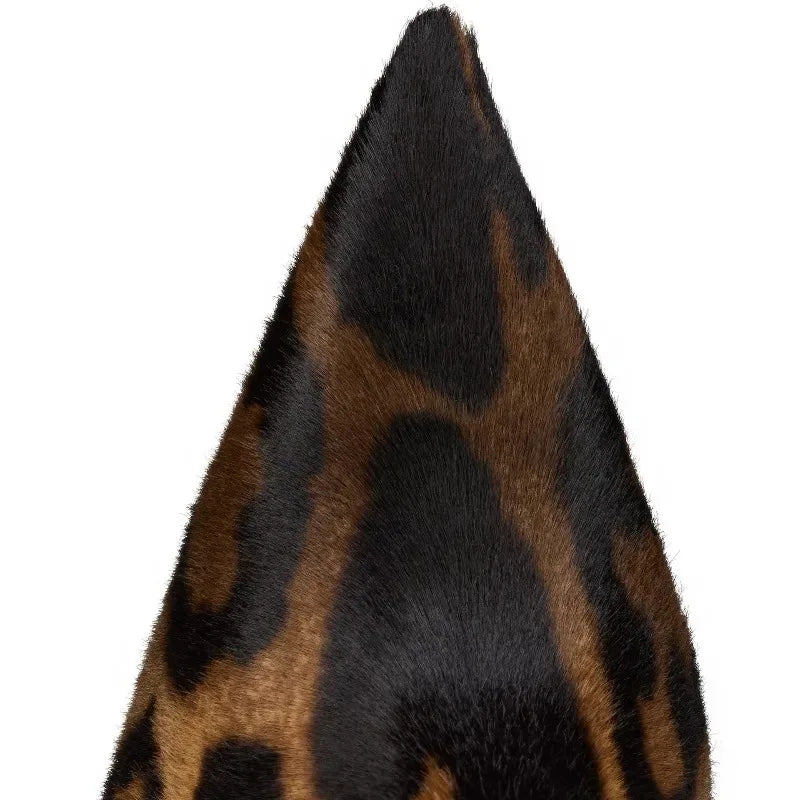 Leopard Print Knee High Boots With Zipper for Women