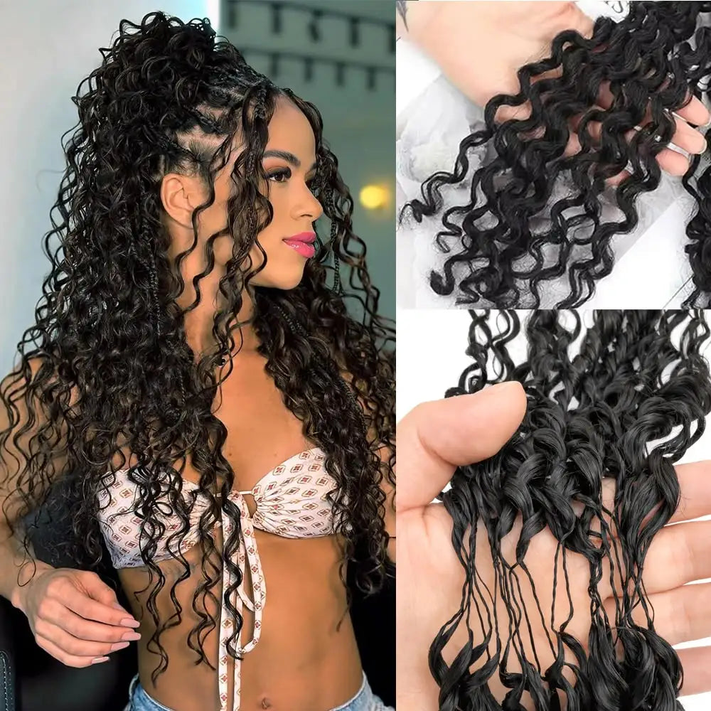 Boho Deep Wave Human Hair Crochet Braids