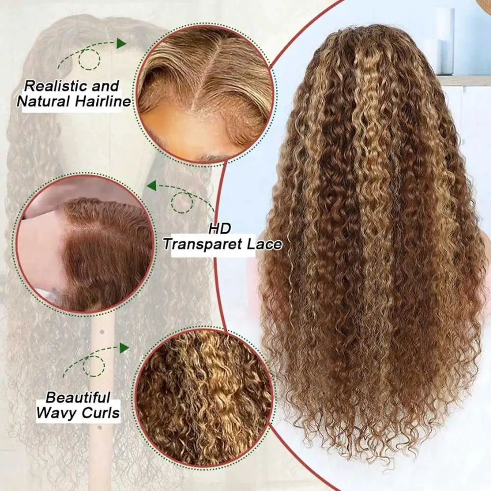 Preplucked Deep Wave Glueless Human Hair Lace Front Wig For Women