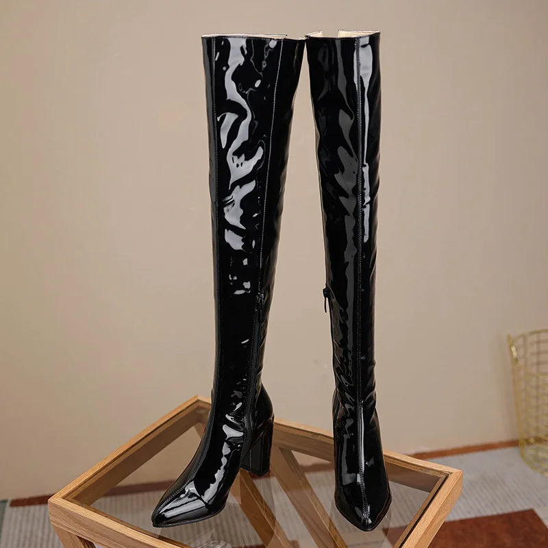 Sexy Over The Knee Boots Pointed Toe Zipper for Women
